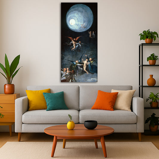 Hieronymus Bosch - Ascent of the Blessed Giclée canvas print displayed in a modern living room interior