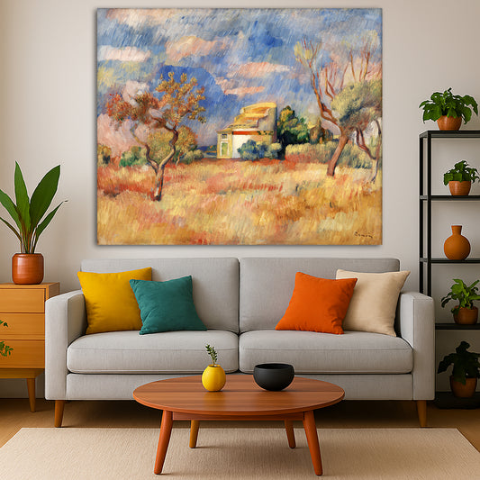 Pierre-Auguste Renoir - The Dovecote at Bellevue Giclée canvas print displayed in a modern living room interior