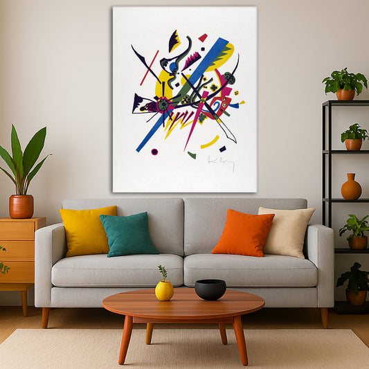 Wassily Kandinsky - Small Worlds I Giclée canvas print displayed in a modern living room interior