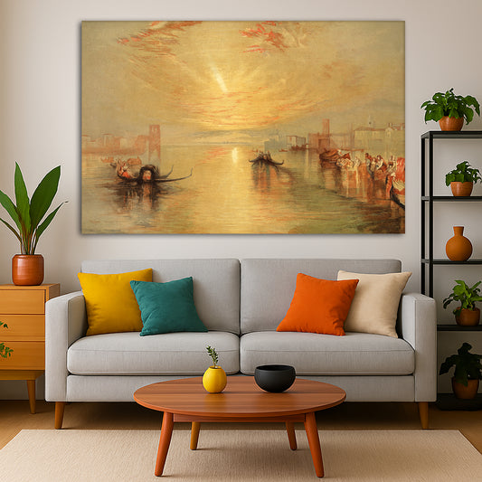 William Turner - Approach to Venice Giclée canvas print displayed in a modern living room interior