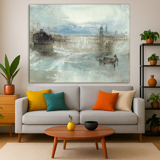 William Turner - The Lake of Lucerne Giclée canvas print displayed in a modern living room interior