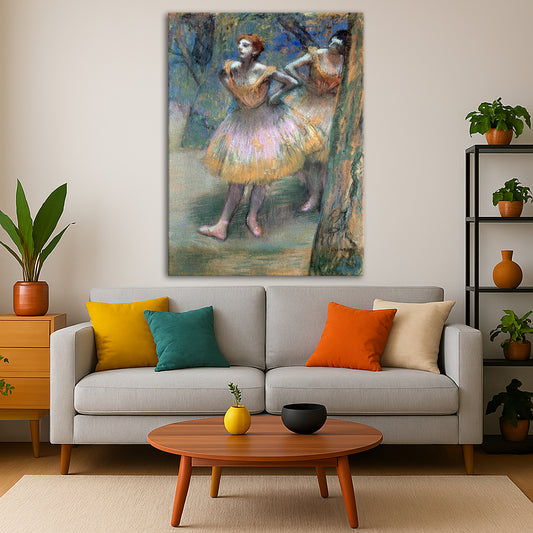 Edgar Degas - Two Dancers 1874 Giclée canvas print displayed in a modern living room interior