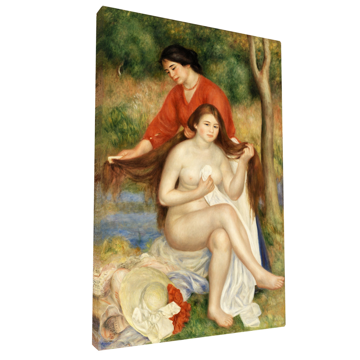 Pierre-Auguste Renoir - Bather and Maid fine art Giclée canvas print, gallery wrapped and ready to hang