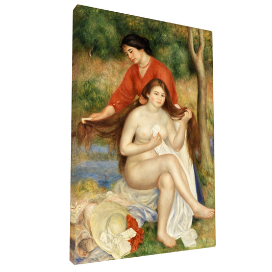 Pierre-Auguste Renoir - Bather and Maid fine art Giclée canvas print, gallery wrapped and ready to hang