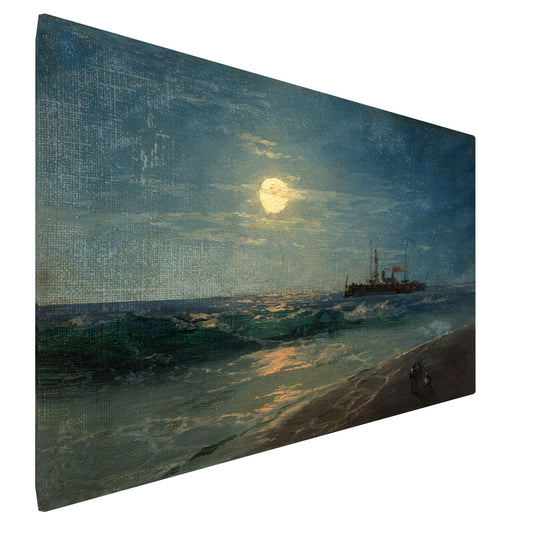 Ivan Aivazovsky - Ship in the Moonlight fine art Giclée canvas print, gallery wrapped and ready to hang