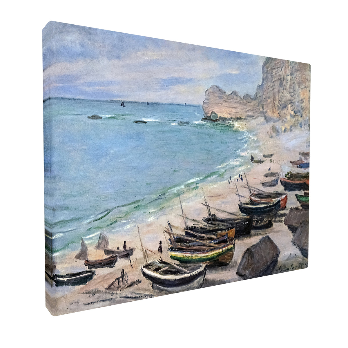 Claude Monet - Boats at Etretat fine art Giclée canvas print, gallery wrapped and ready to hang