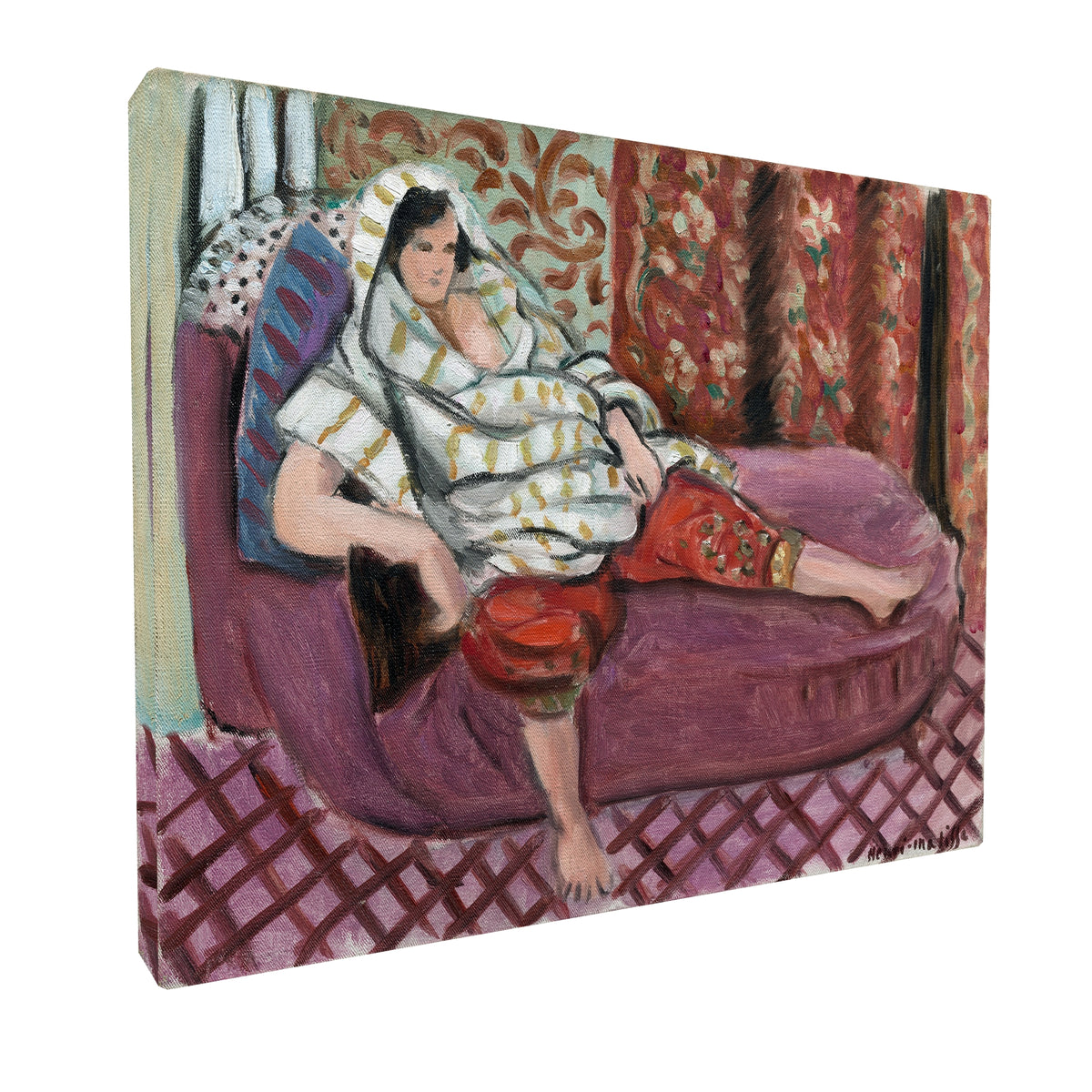 Henri Matisse - Woman on a Pink Divan fine art Giclée canvas print, gallery wrapped and ready to hang