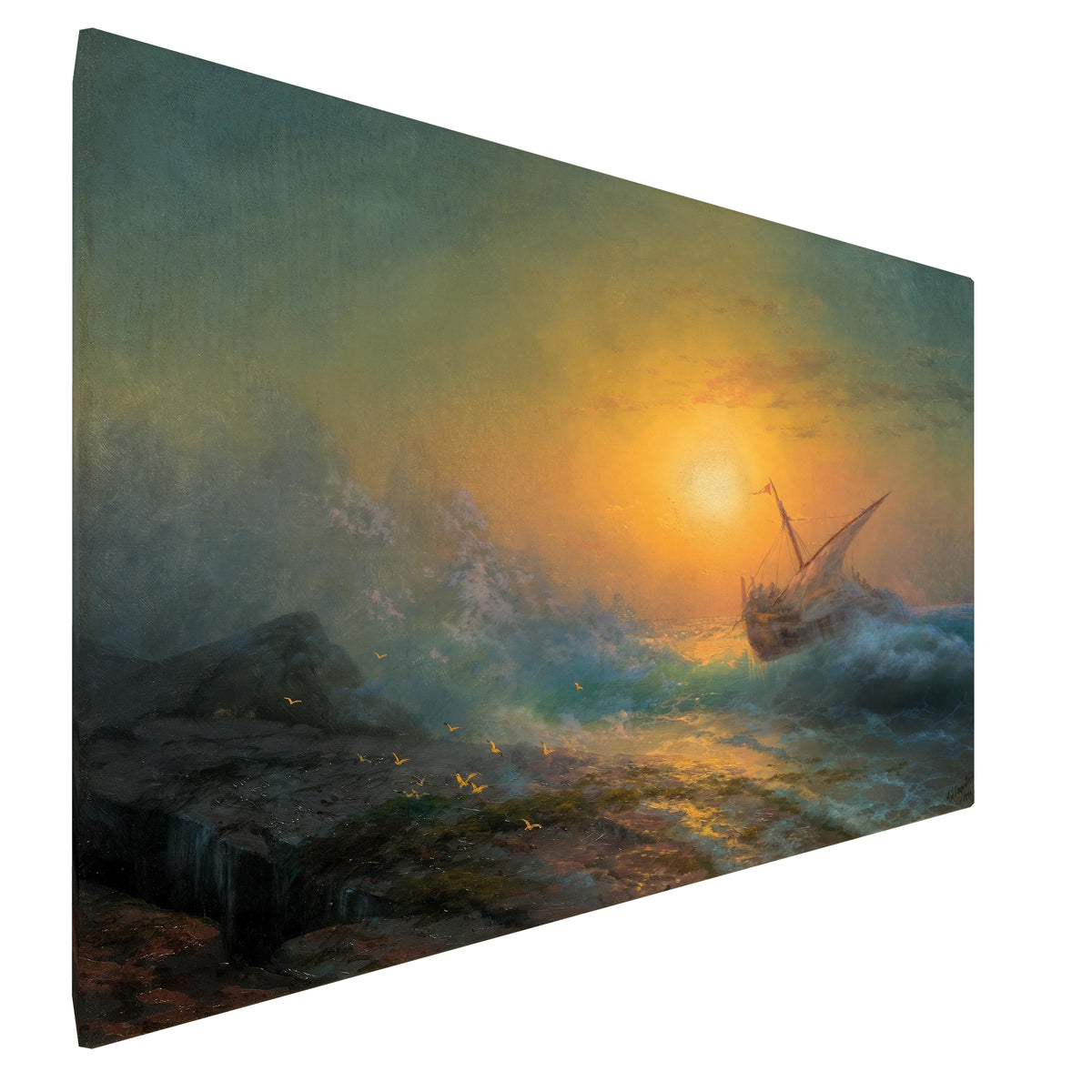 Ivan Aivazovsky - Stormy Sea at Sunset fine art Giclée canvas print, gallery wrapped and ready to hang