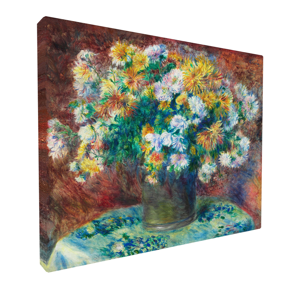 Pierre-Auguste Renoir - Chrysanthemums fine art Giclée canvas print, gallery wrapped and ready to hang
