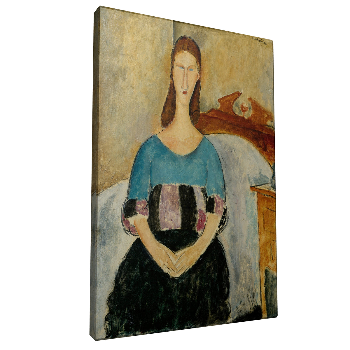 Amedeo Modigliani - Jeanne Hebuterne Seated fine art Giclée canvas print, gallery wrapped and ready to hang