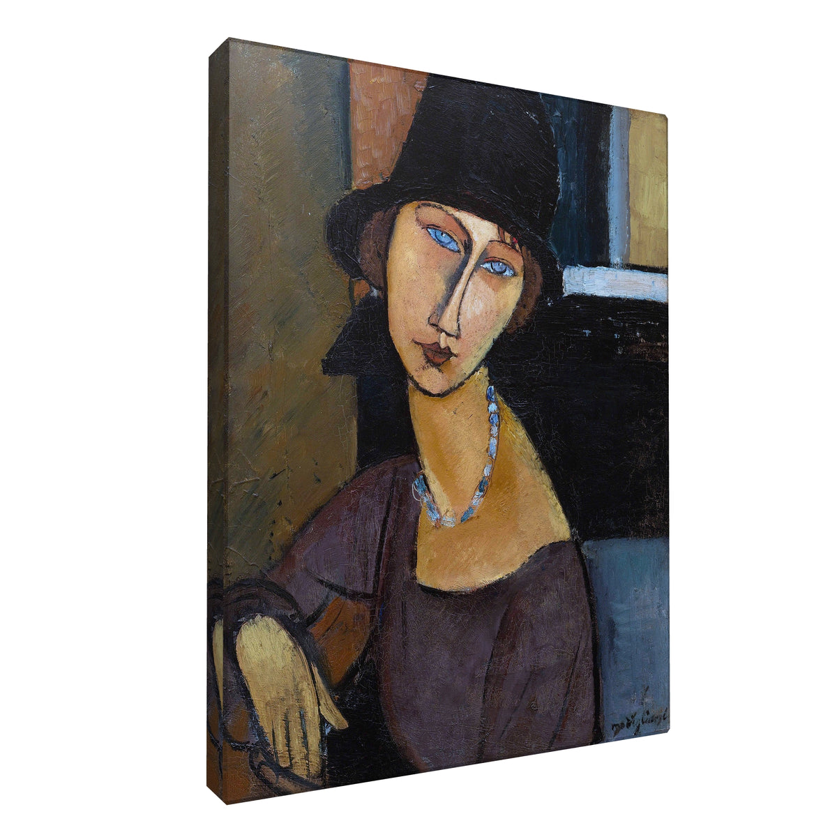 Amedeo Modigliani - Jeanne Hebuterne Hat fine art Giclée canvas print, gallery wrapped and ready to hang
