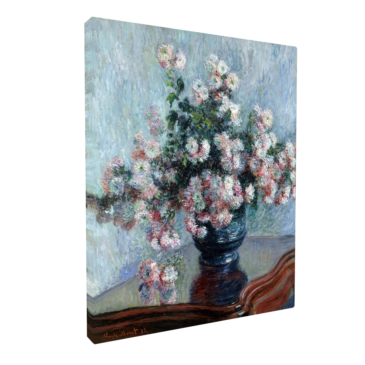 Claude Monet - Chrysanthemums fine art Giclée canvas print, gallery wrapped and ready to hang