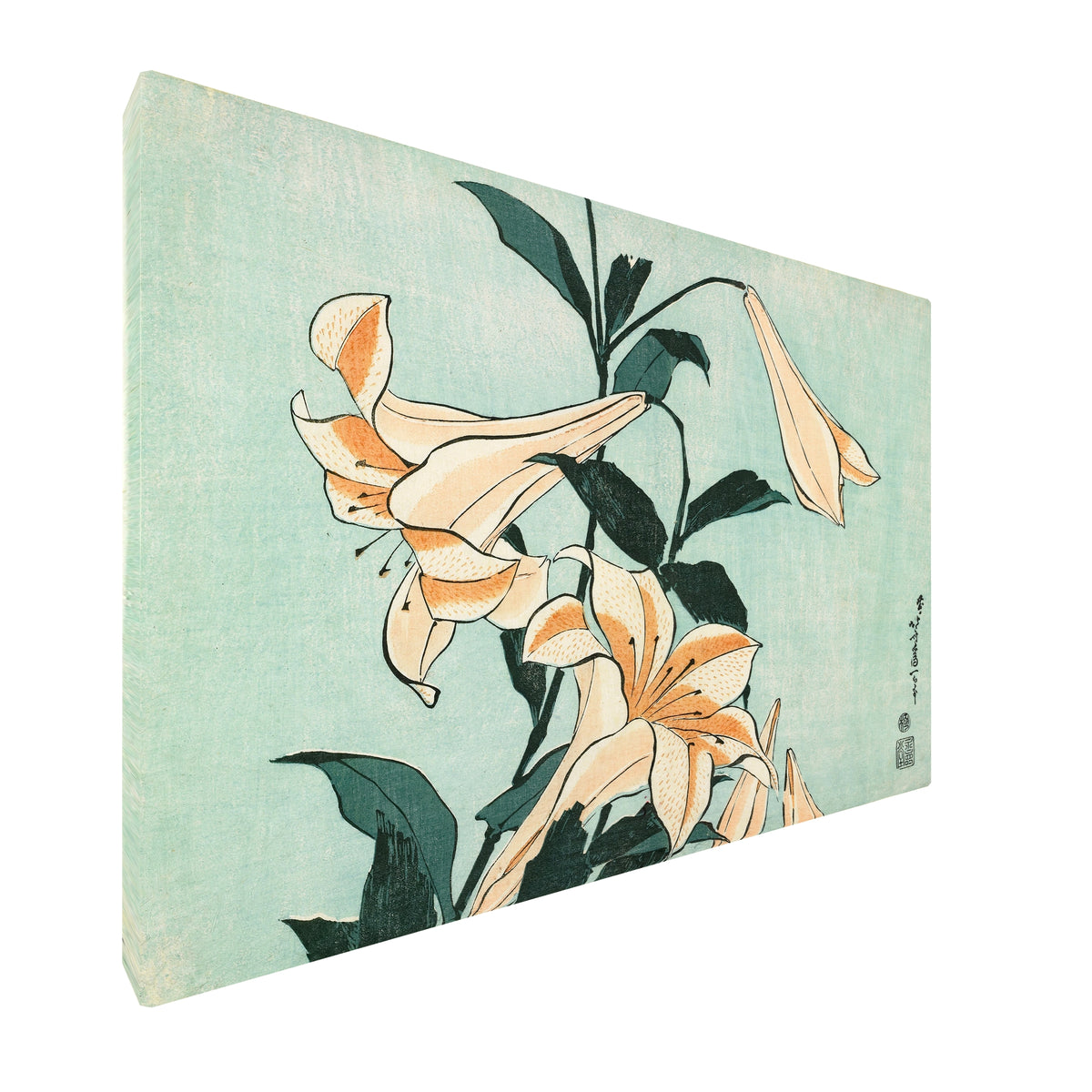 Katsushika Hokusai - Lilies fine art Giclée canvas print, gallery wrapped and ready to hang