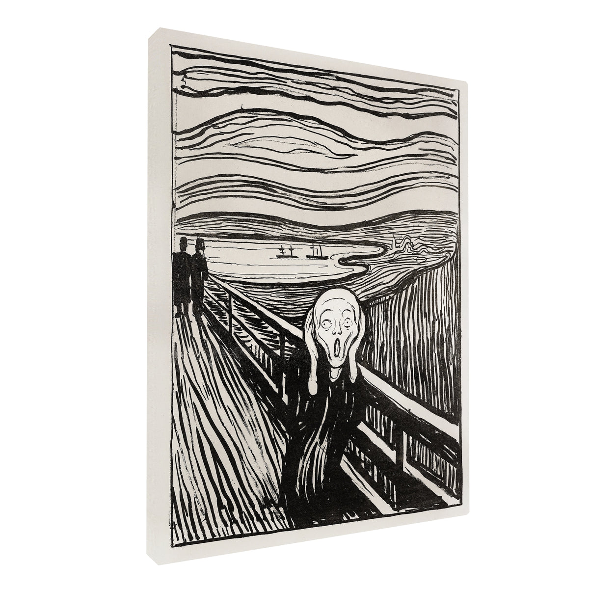 Edvard Munch - The Scream Black White fine art Giclée canvas print, gallery wrapped and ready to hang
