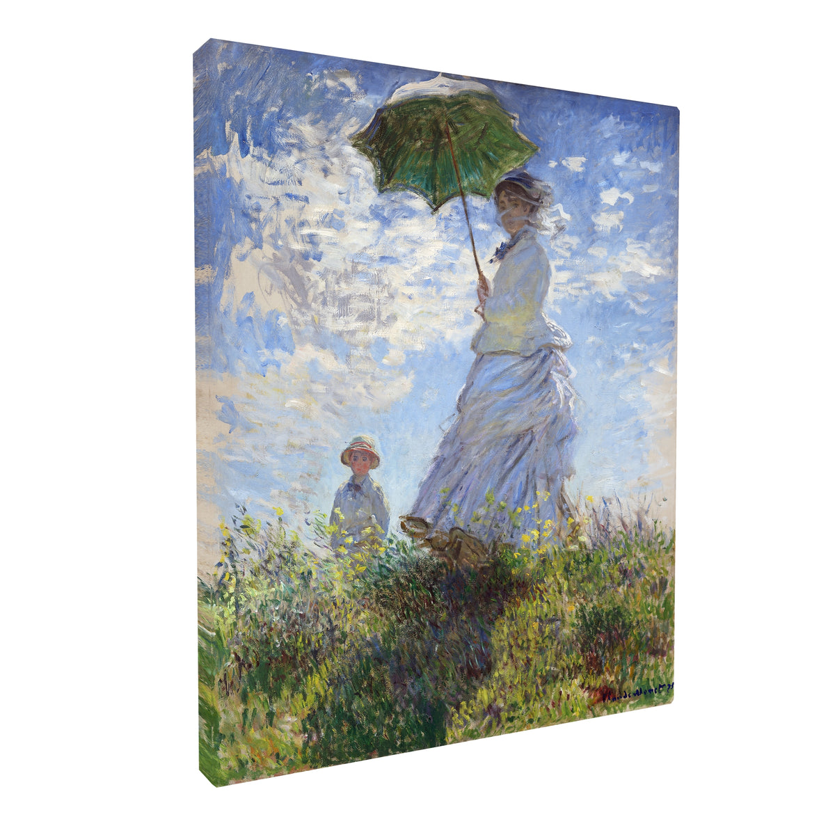 Claude Monet - Woman with Parasol fine art Giclée canvas print, gallery wrapped and ready to hang