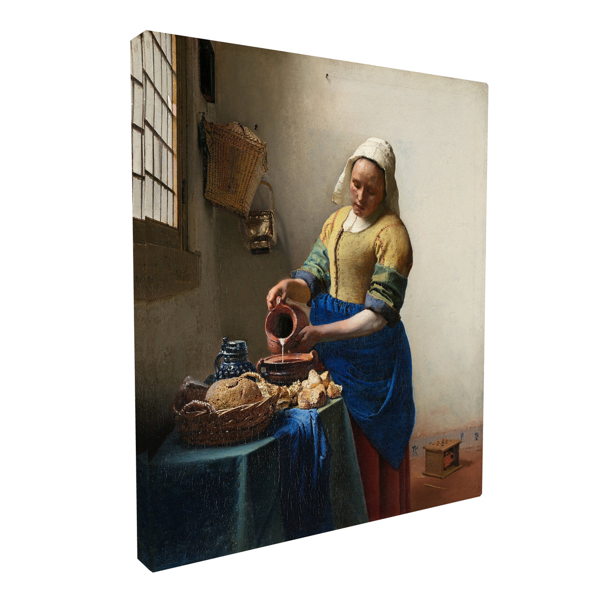 Jan Vermeer - The Milkmaid fine art Giclée canvas print, gallery wrapped and ready to hang