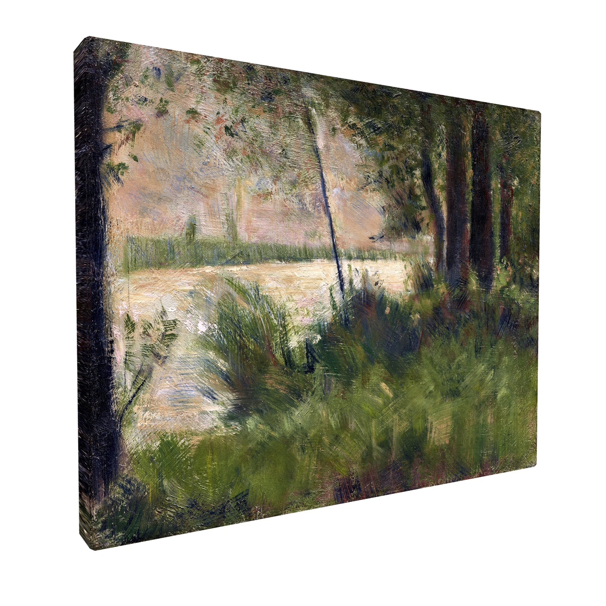 Georges Seurat - Grassy Riverbank fine art Giclée canvas print, gallery wrapped and ready to hang