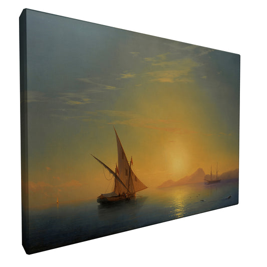 Ivan Aivazovsky - Ischia Island at Sunset fine art Giclée canvas print, gallery wrapped and ready to hang