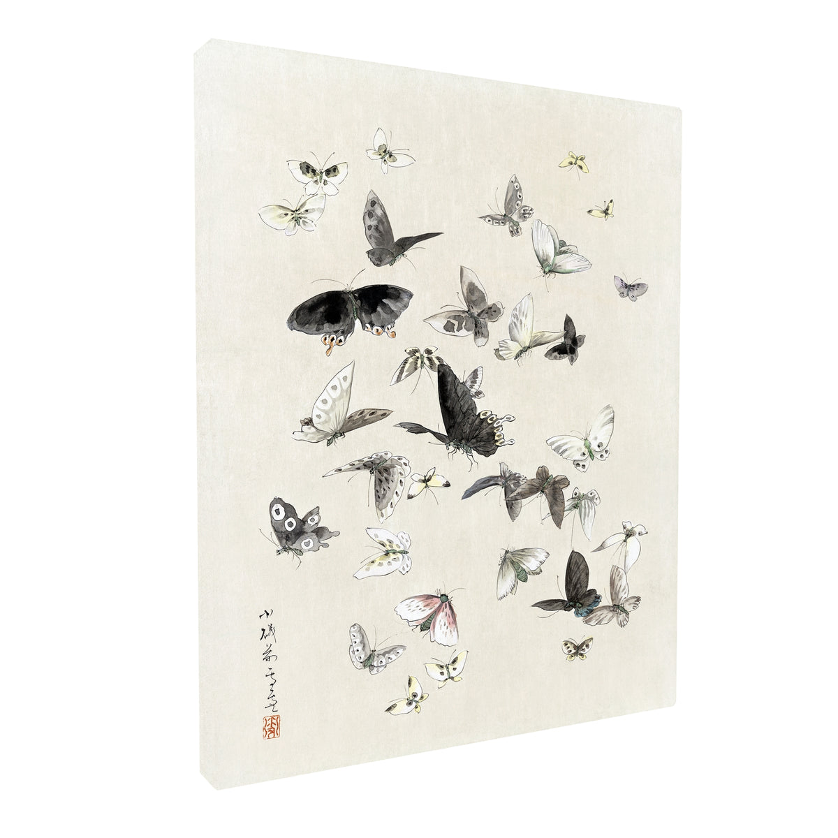 Katsushika Hokusai - Butterflies fine art Giclée canvas print, gallery wrapped and ready to hang