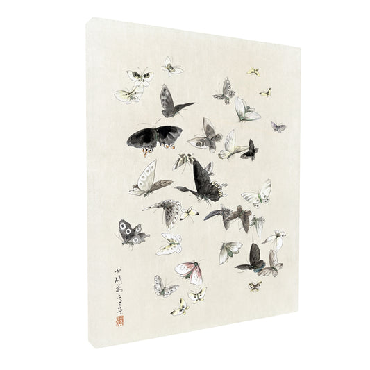 Katsushika Hokusai - Butterflies fine art Giclée canvas print, gallery wrapped and ready to hang