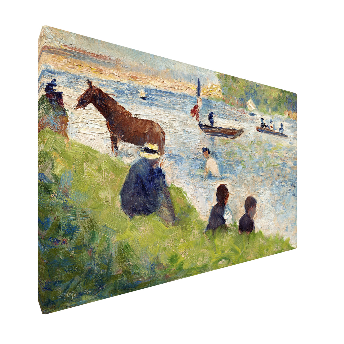 Georges Seurat - Horse and Boats fine art Giclée canvas print, gallery wrapped and ready to hang
