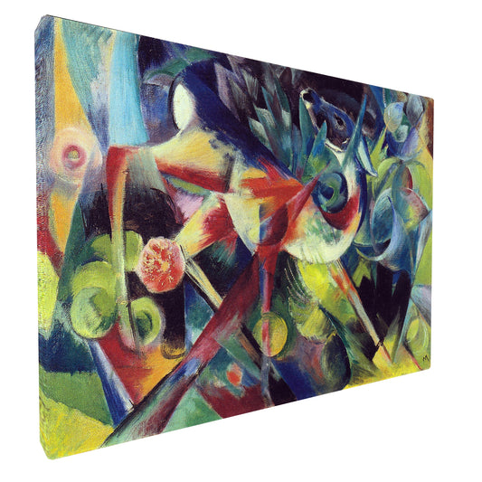Franz Marc - Deer in a Flower Garden fine art Giclée canvas print, gallery wrapped and ready to hang