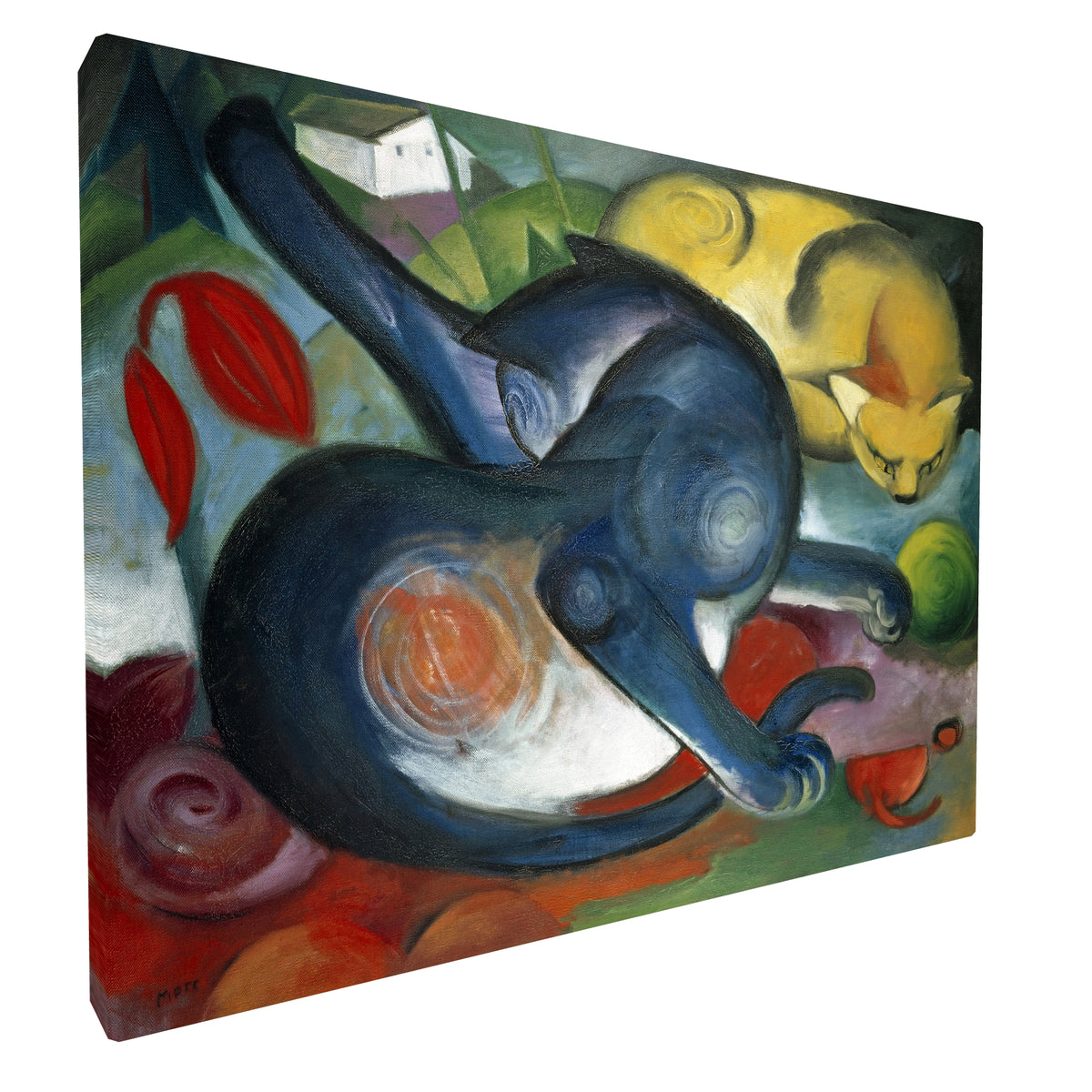 Franz Marc - Two Cats Blue Yellow fine art Giclée canvas print, gallery wrapped and ready to hang