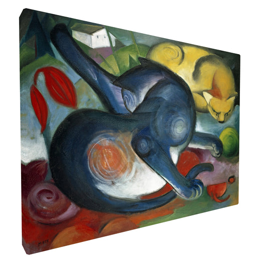 Franz Marc - Two Cats Blue Yellow fine art Giclée canvas print, gallery wrapped and ready to hang