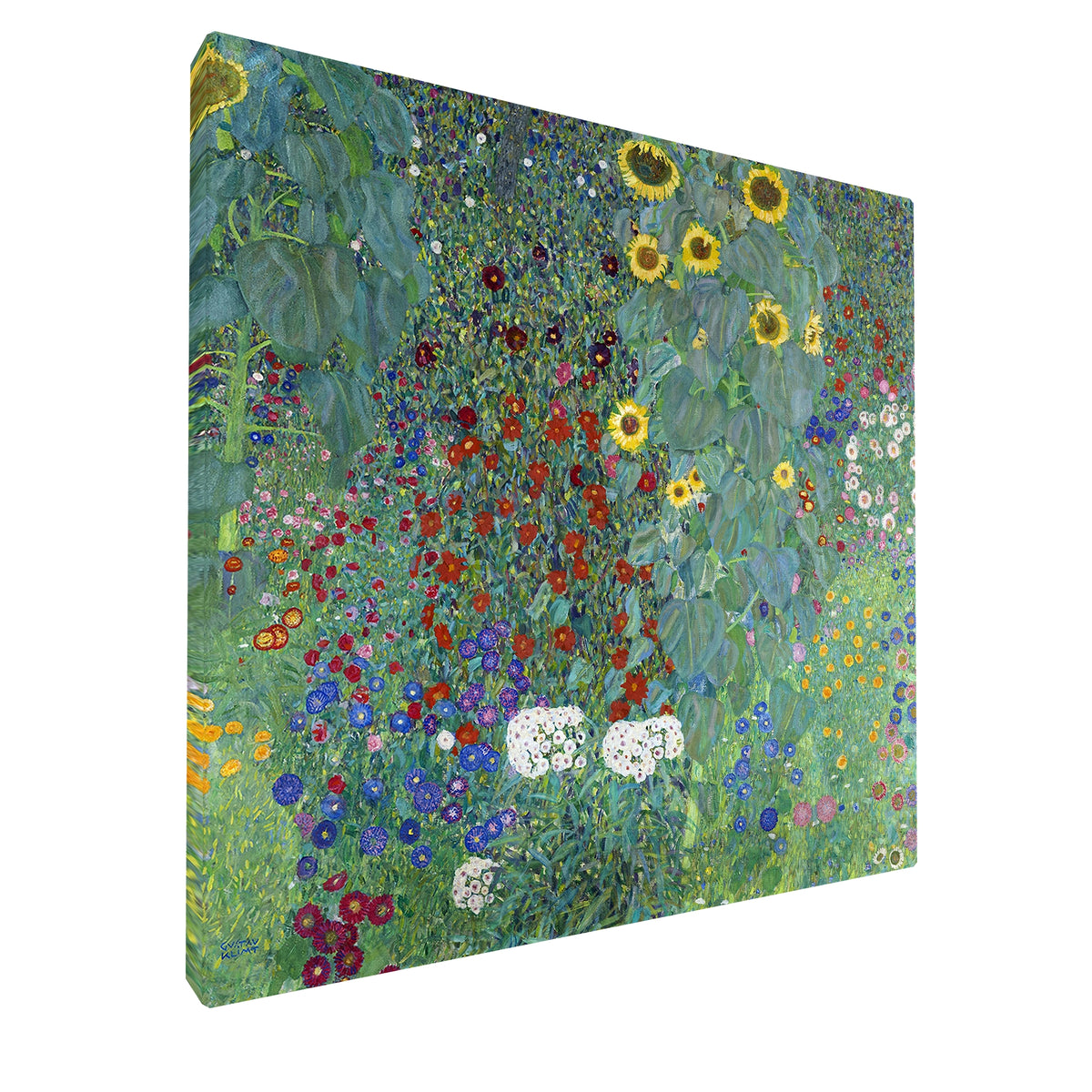 Gustav Klimt - Farm Garden with Sunflowers fine art Giclée canvas print, gallery wrapped and ready to hang