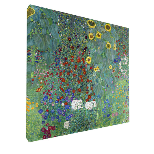 Gustav Klimt - Farm Garden with Sunflowers fine art Giclée canvas print, gallery wrapped and ready to hang