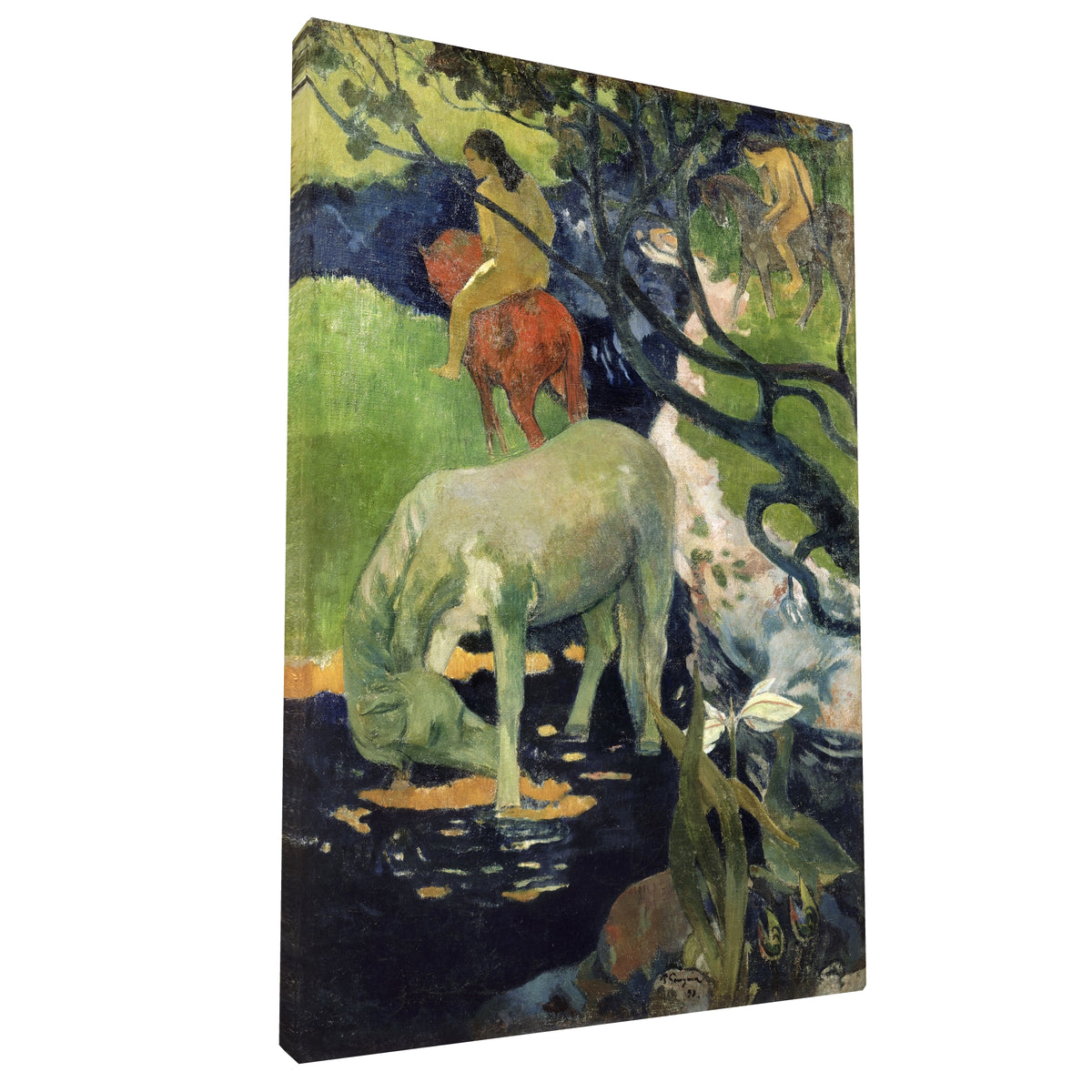 Paul Gauguin - The White Horse fine art Giclée canvas print, gallery wrapped and ready to hang