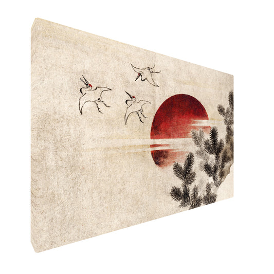 Katsushika Hokusai - Birds and Sunset fine art Giclée canvas print, gallery wrapped and ready to hang