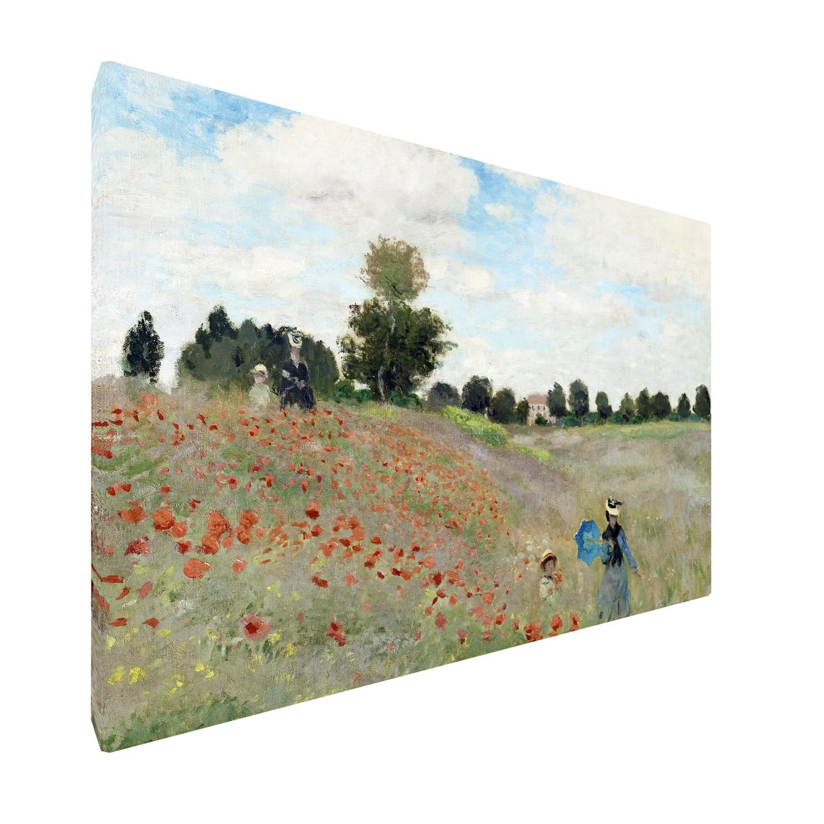 Claude Monet - Poppy Field fine art Giclée canvas print, gallery wrapped and ready to hang