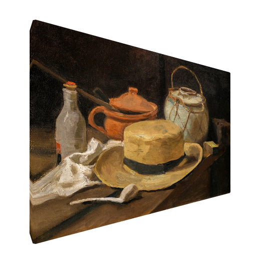 Vincent van Gogh - Still Life with Yellow Straw Hat fine art Giclée canvas print, gallery wrapped and ready to hang