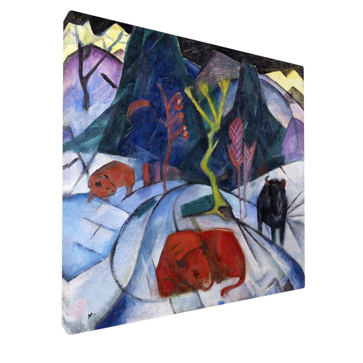 Franz Marc - Red Bison in Winter fine art Giclée canvas print, gallery wrapped and ready to hang