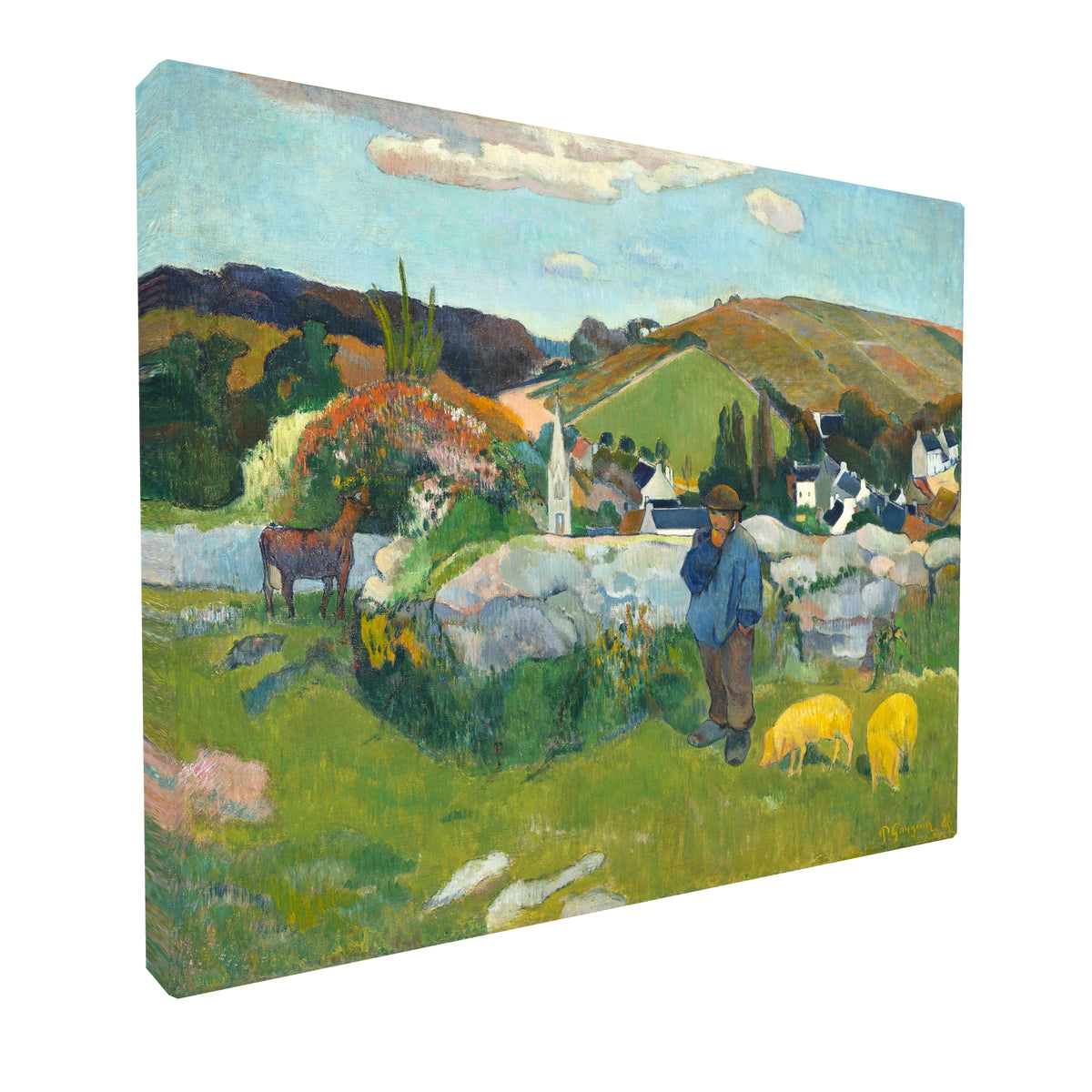 Paul Gauguin - The Swineherd Brittany fine art Giclée canvas print, gallery wrapped and ready to hang