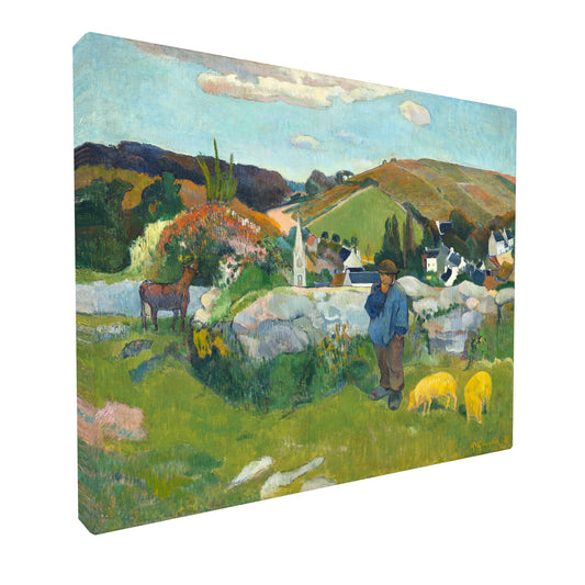 Paul Gauguin - The Swineherd Brittany fine art Giclée canvas print, gallery wrapped and ready to hang
