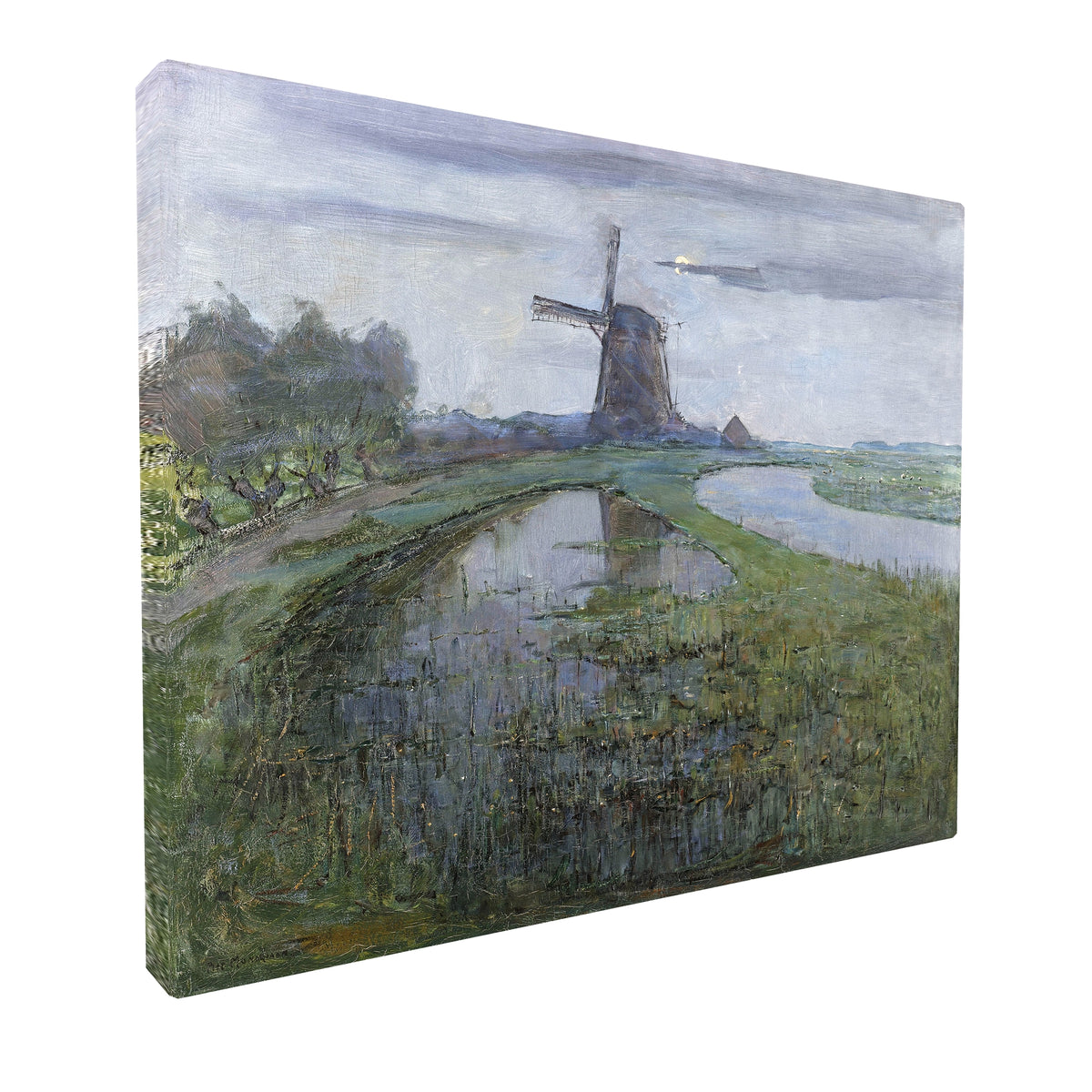 Piet Mondrian - Windmill by Moonlight fine art Giclée canvas print, gallery wrapped and ready to hang