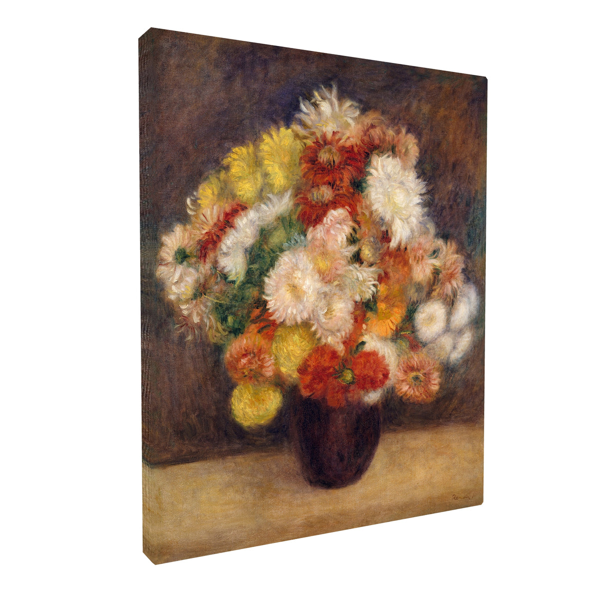 Pierre-Auguste Renoir - Bouquet of Chrysanthemums fine art Giclée canvas print, gallery wrapped and ready to hang