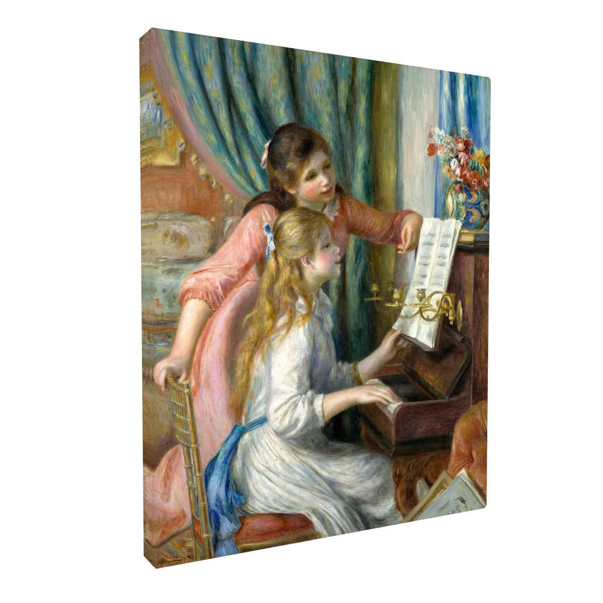 Pierre-Auguste Renoir - Girls at the Piano fine art Giclée canvas print, gallery wrapped and ready to hang
