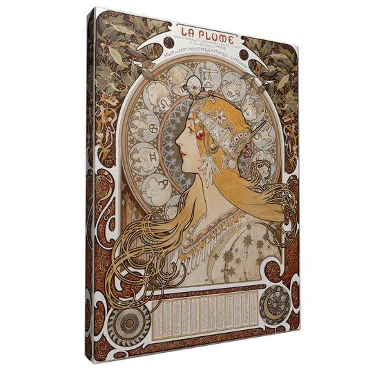 Alphonse Mucha - – La Plume fine art Giclée canvas print, gallery wrapped and ready to hang
