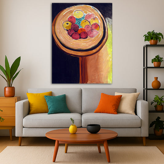Henri Matisse - Apples Giclée canvas print displayed in a modern living room interior