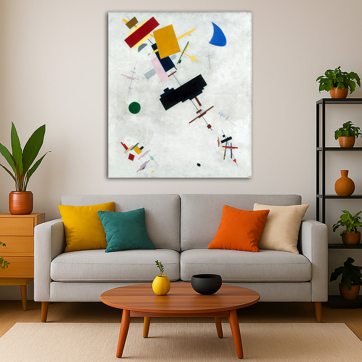 Kazimir Malevich - Suprematism Giclée canvas print displayed in a modern living room interior