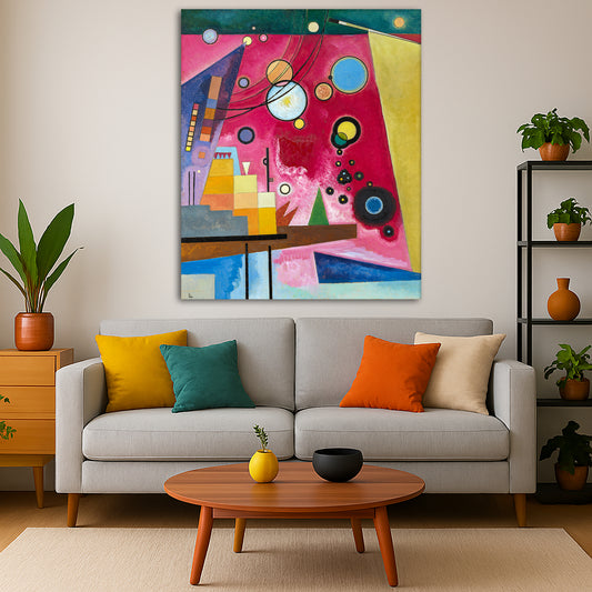 Wassily Kandinsky - Heavy Red Giclée canvas print displayed in a modern living room interior