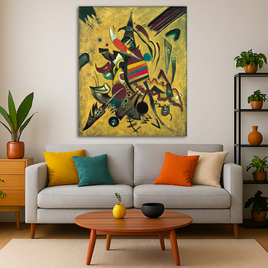 Wassily Kandinsky - Points Giclée canvas print displayed in a modern living room interior