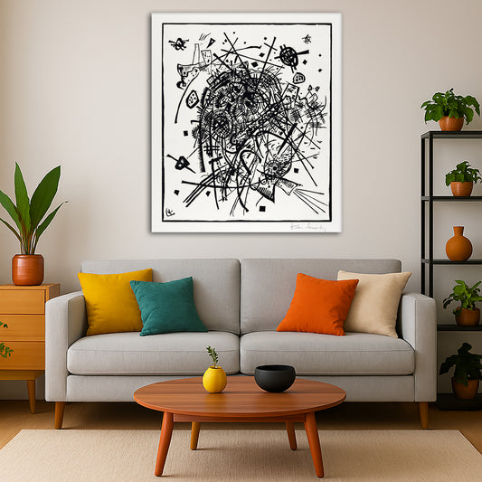 Wassily Kandinsky - Small Worlds VIII Giclée canvas print displayed in a modern living room interior