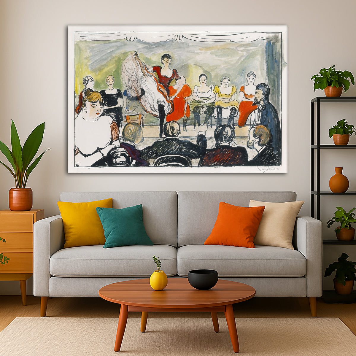 Edvard Munch - Tingletangle Giclée canvas print displayed in a modern living room interior