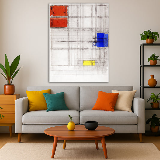 Piet Mondrian - Study for a Composition Giclée canvas print displayed in a modern living room interior