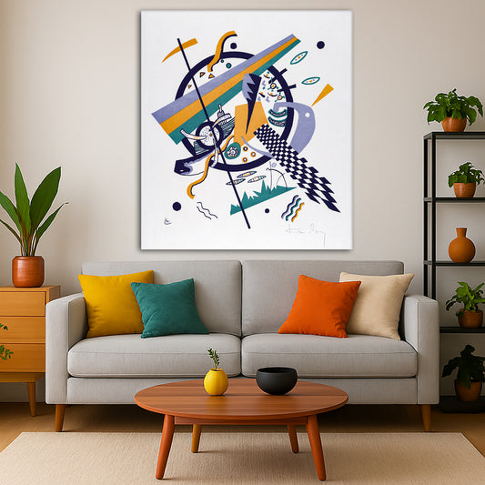 Wassily Kandinsky - Small Worlds IV Giclée canvas print displayed in a modern living room interior