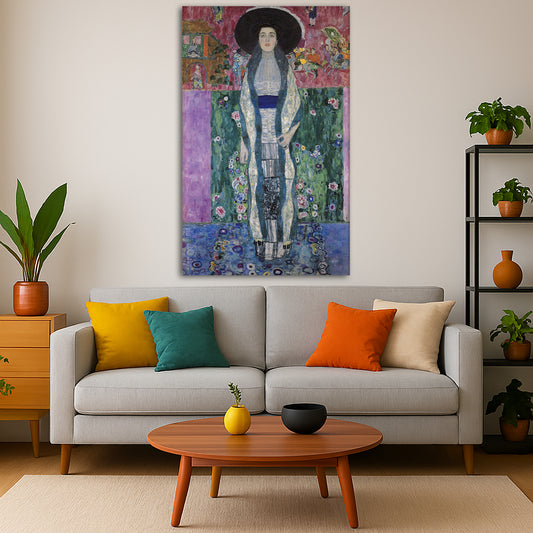 Gustav Klimt - Bloch Bauer II Giclée canvas print displayed in a modern living room interior